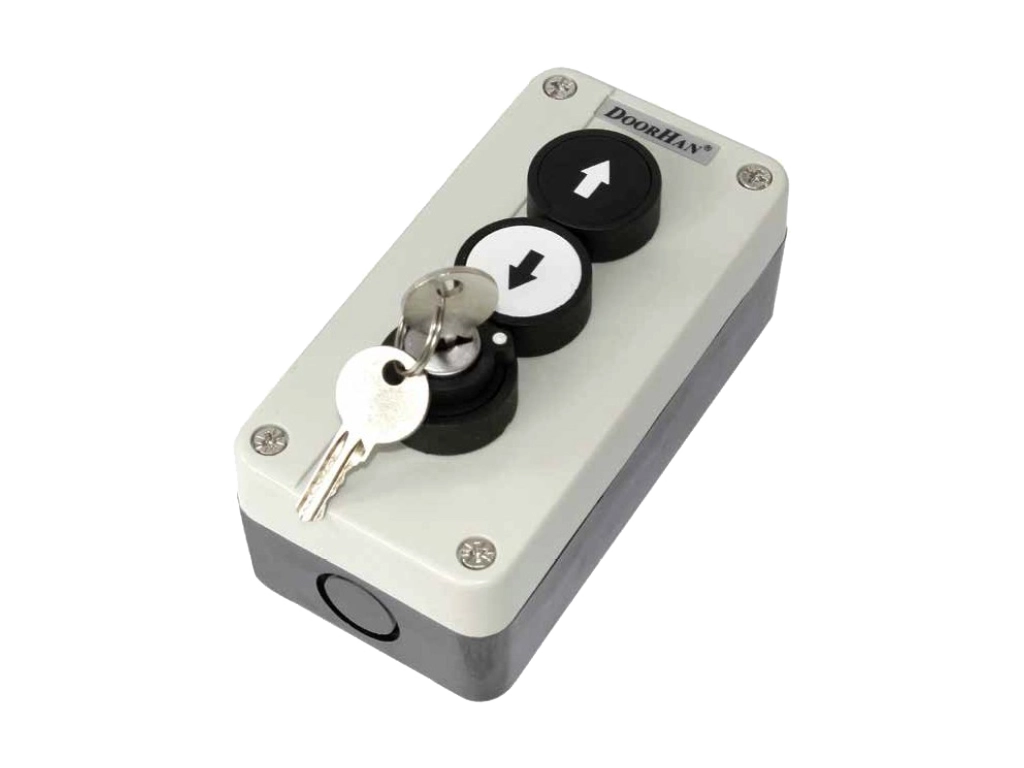 Трехпозиционный пост управления с ключом серии button2k (кнопка2к) для открывания/закрывания ворот, устанавливается стационарно.